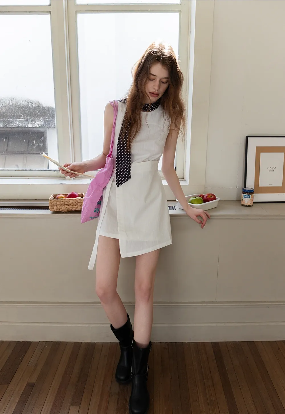 Women’s Sleeveless Tie Waist Chambray Dress
