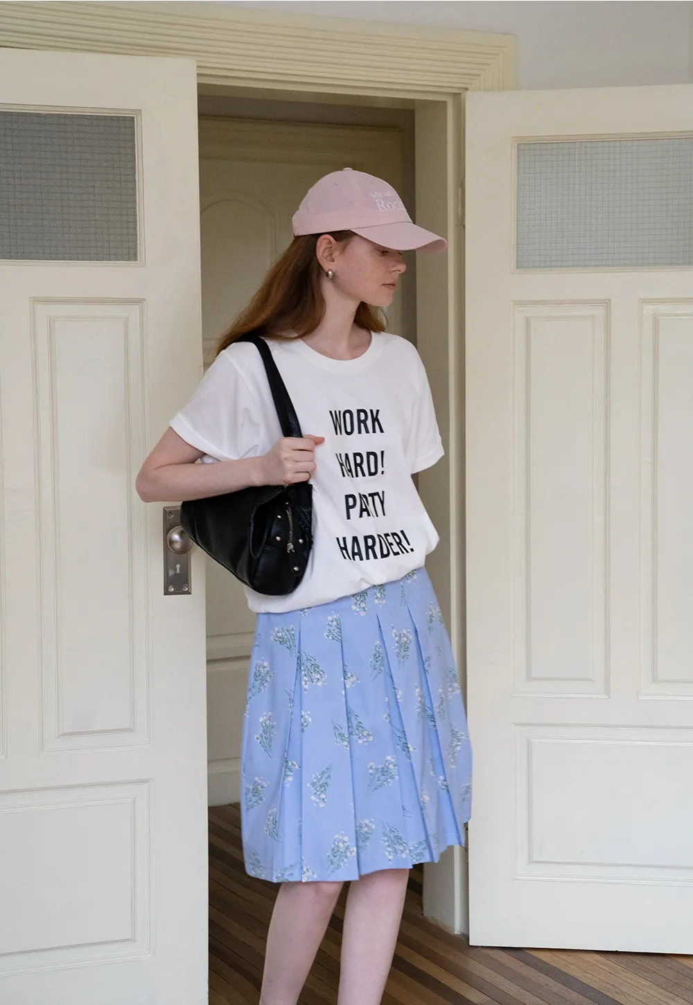 Floral Pleated Midi Skirt