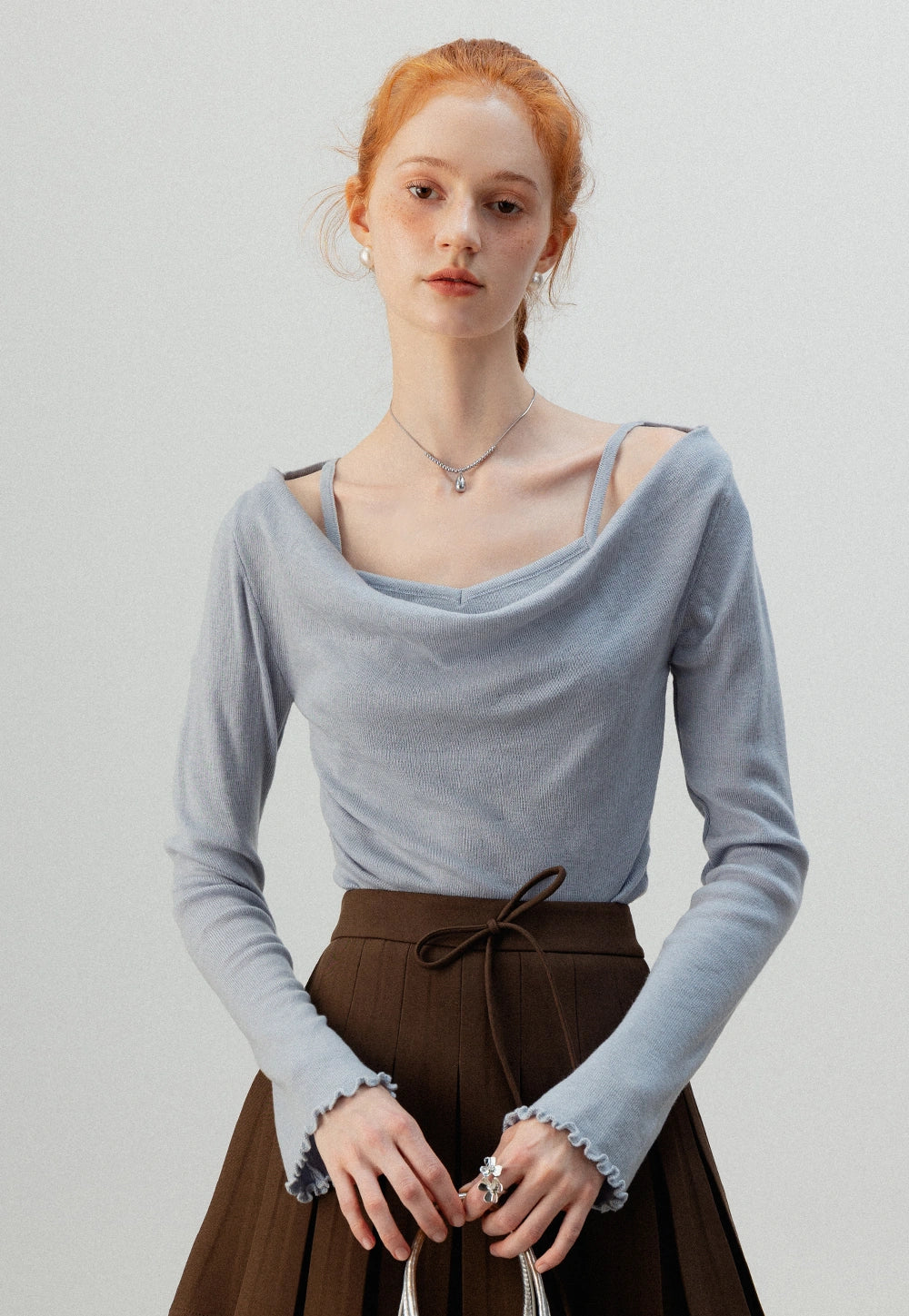 Women's Off-Shoulder Knit Top with Straps – EGGKA