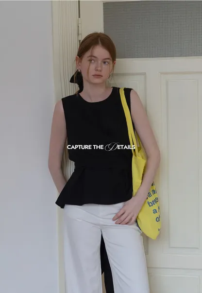 Women’s Twist-Front Sleeveless Peplum Top