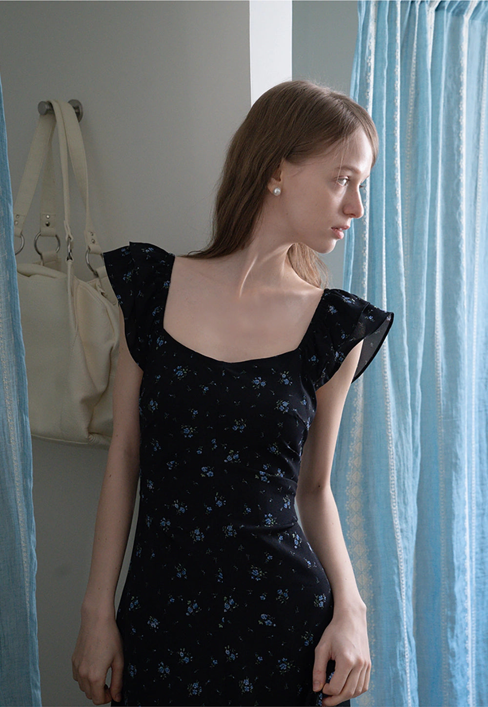 Floral Ruffle Sleeve Midi Dress