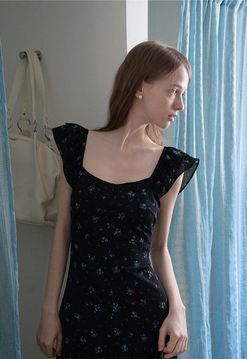 Floral Ruffle Sleeve Midi Dress