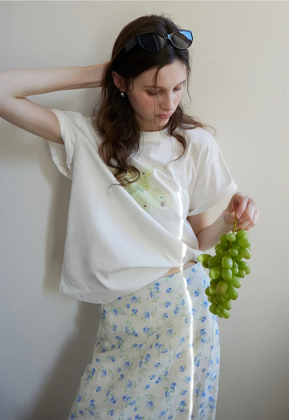 High Waist A-Line Floral Midi Skirt
