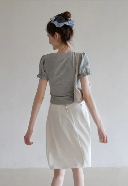 Women’s Puff Sleeve Fitted T-Shirt 