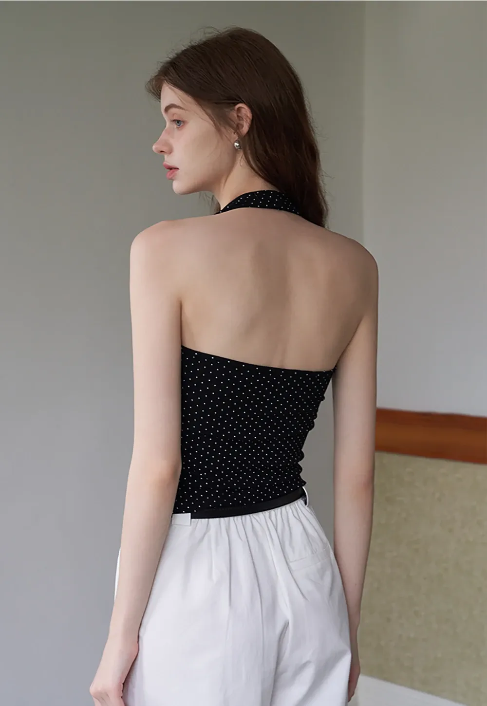 Women’s Polka Dot Halter Crop Top