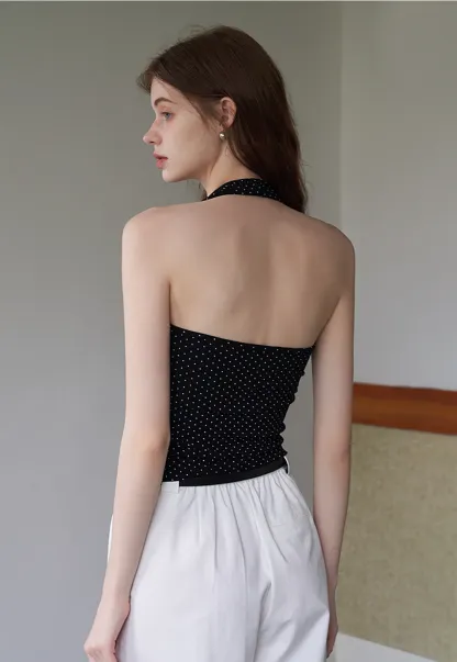 Women’s Polka Dot Halter Crop Top