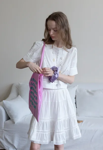 Women’s Lace Patchwork Half Sleeve Blouse