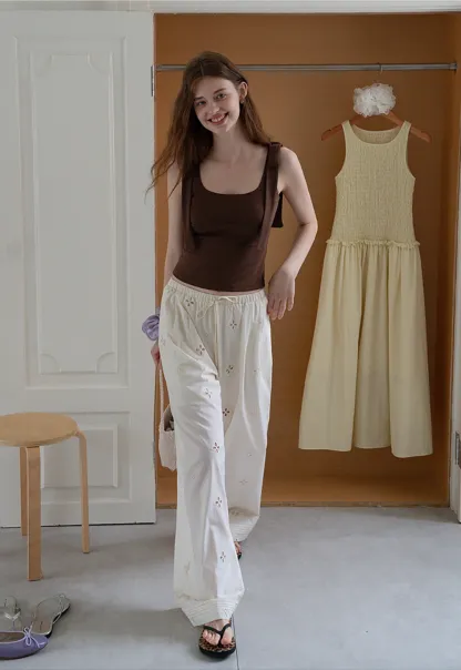 Women’s Square Neck Tie-Strap Knit Tank