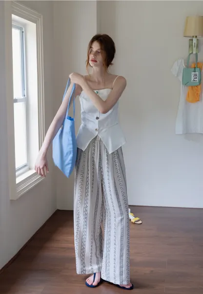 Women’s Boho Stripe Wide-Leg Palazzo Pants