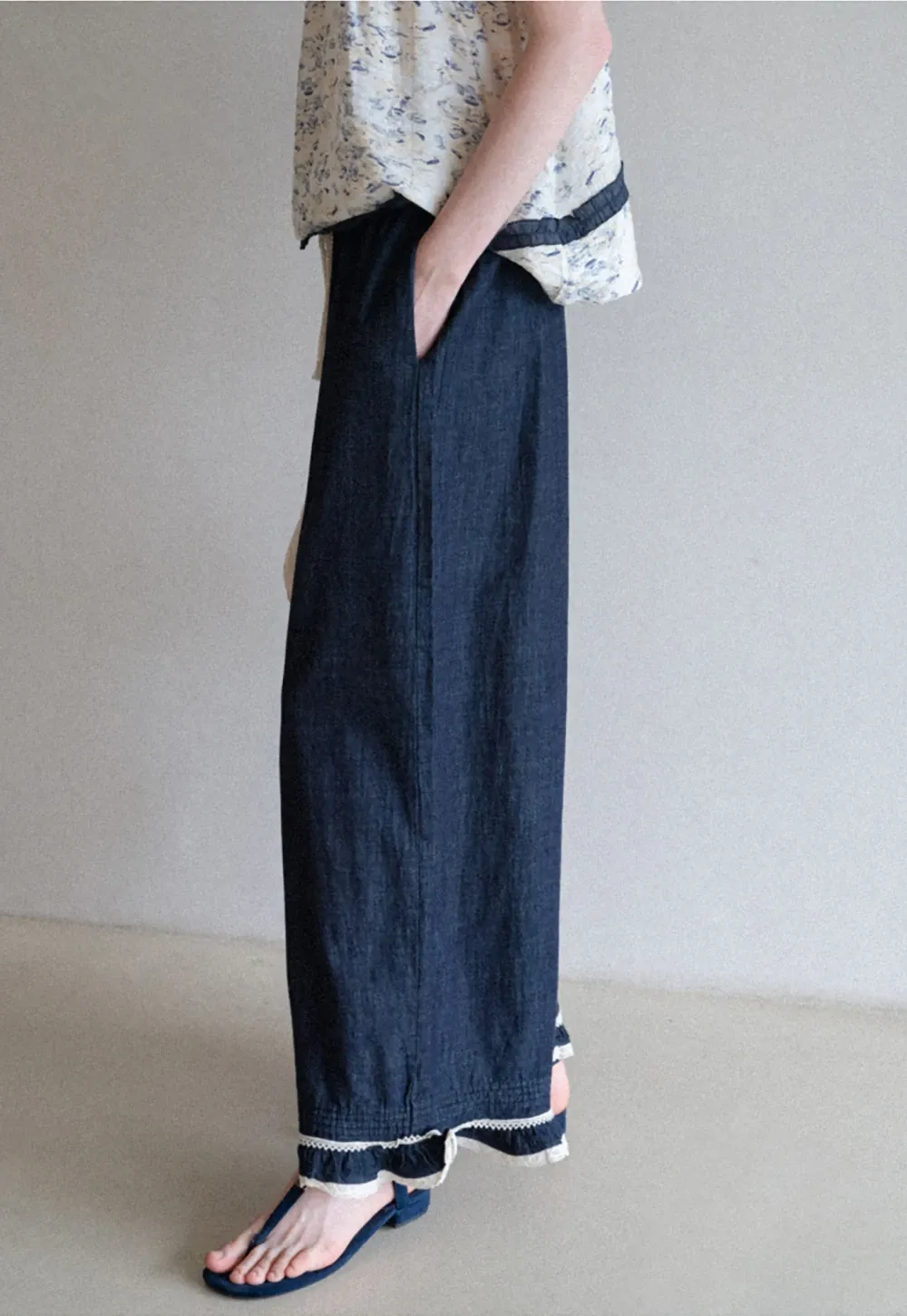 Lace Hem Wide Leg Jeans