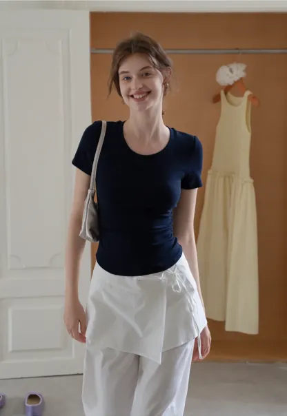 Ruched Slim Fit Short Sleeve Tee