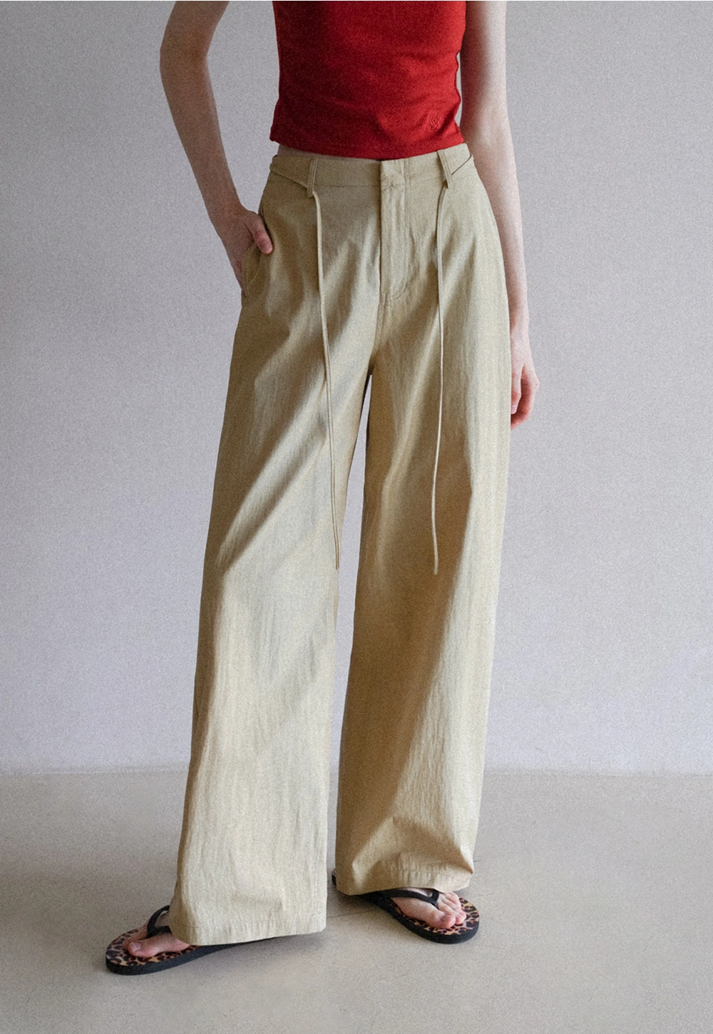 Women's High Waist Wide Leg Pants with Drawstring