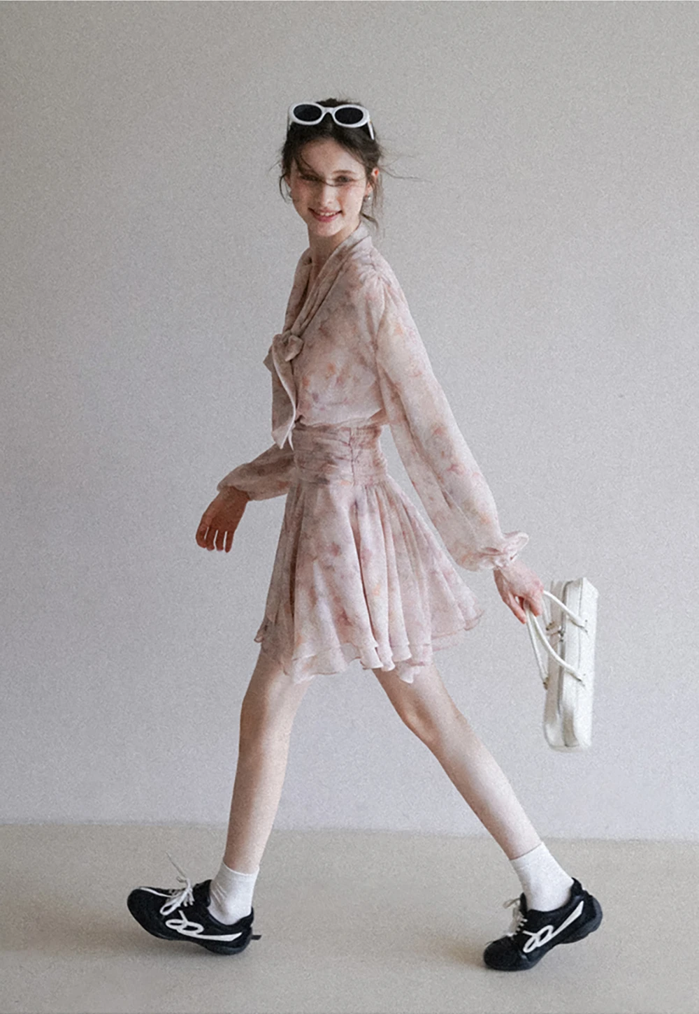 Romantic Floral Layered Dress with Belted Waist