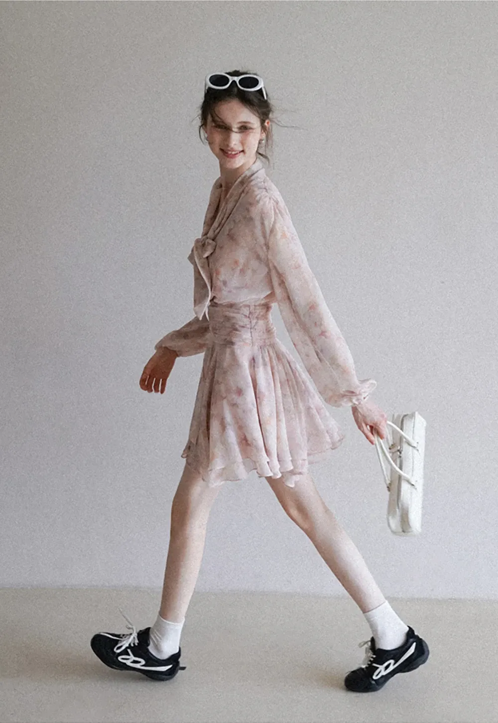 Romantic Floral Layered Dress with Belted Waist
