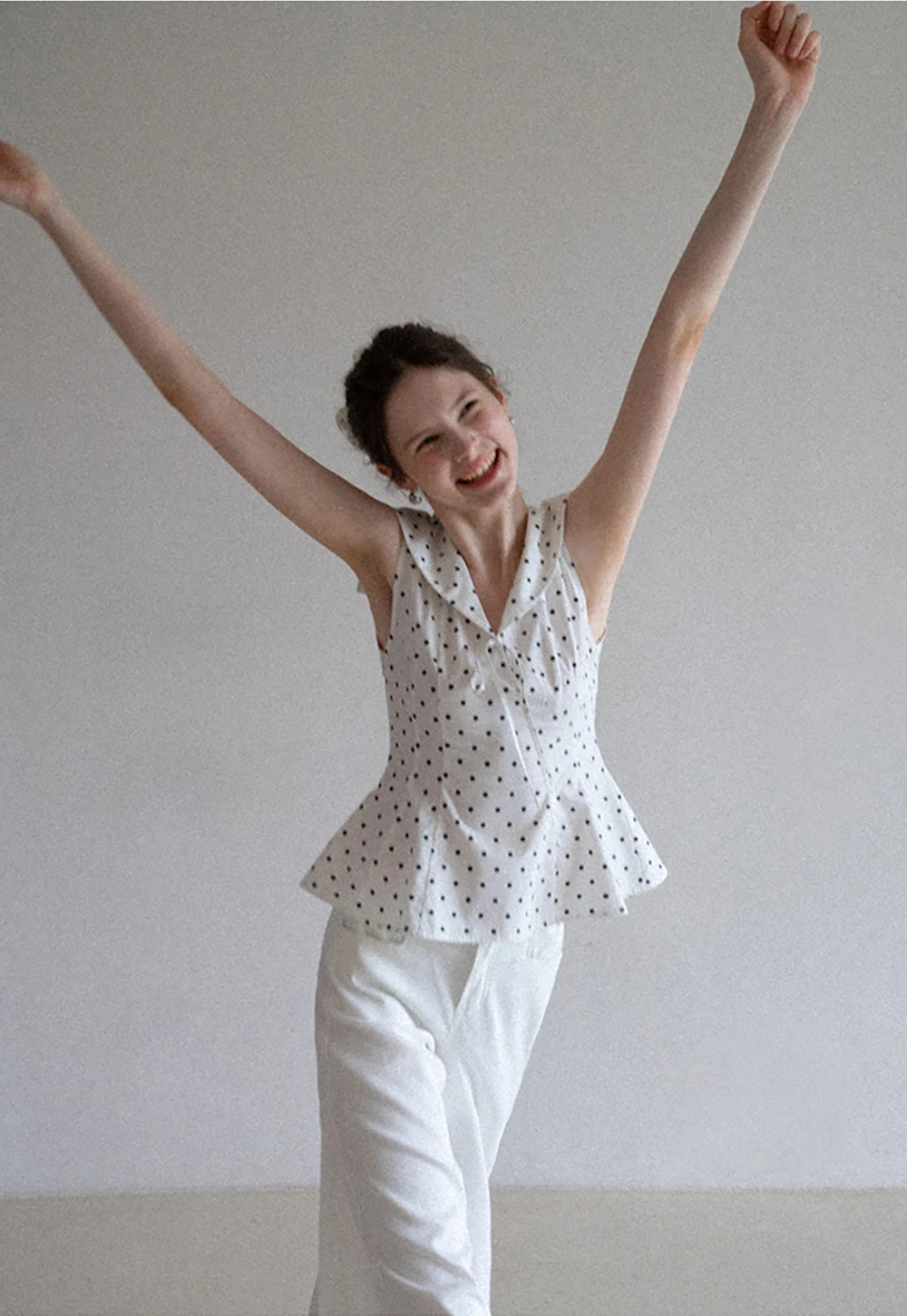 Polka Dot Sailor Collar Blouse