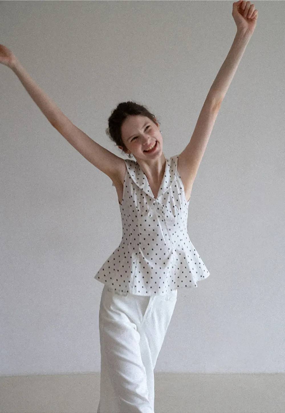 Polka Dot Sailor Collar Blouse