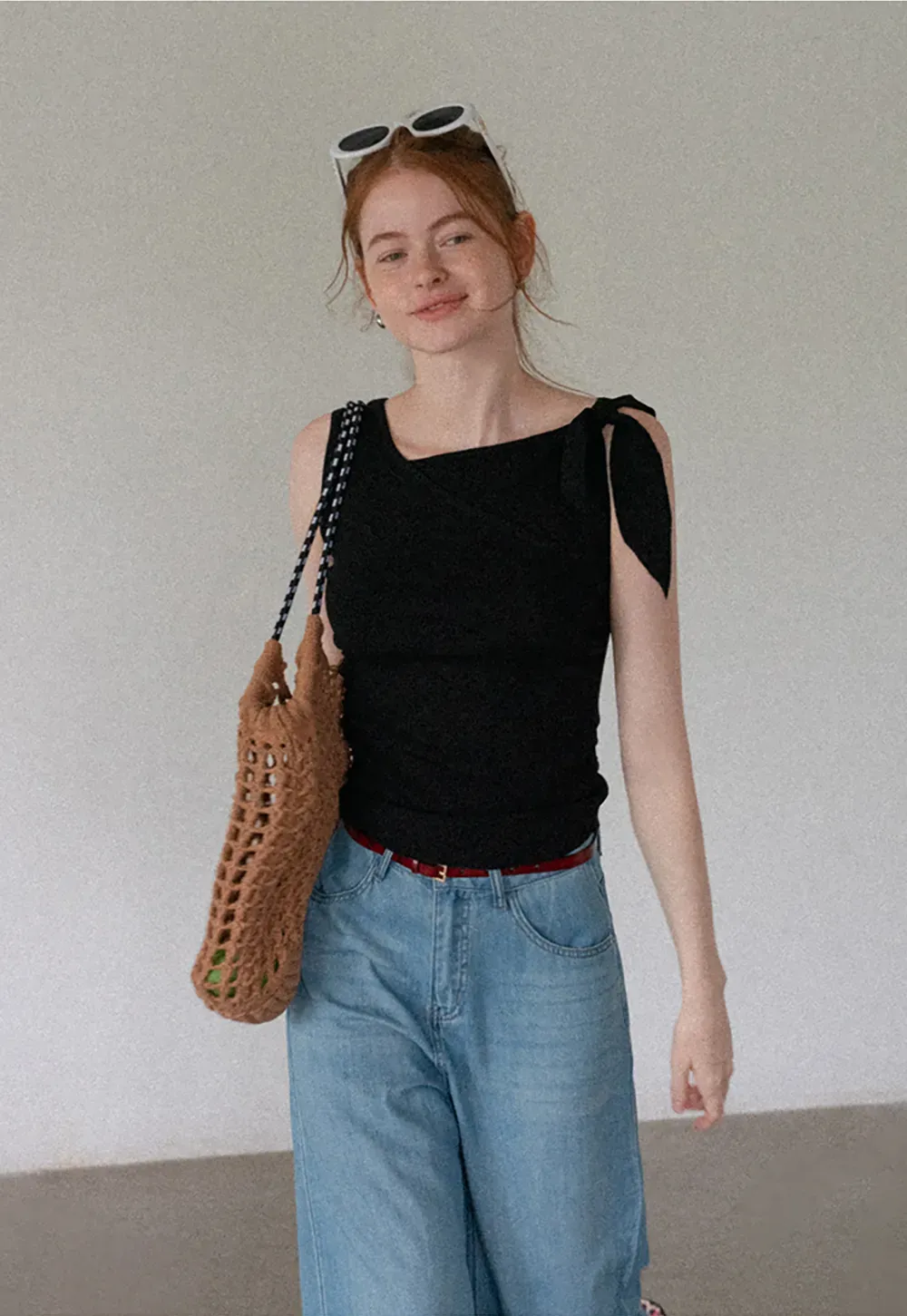 Asymmetrical One-Shoulder Tie Tank