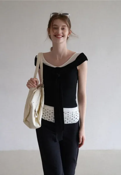 Layered Look Knit Tank with Back Tie