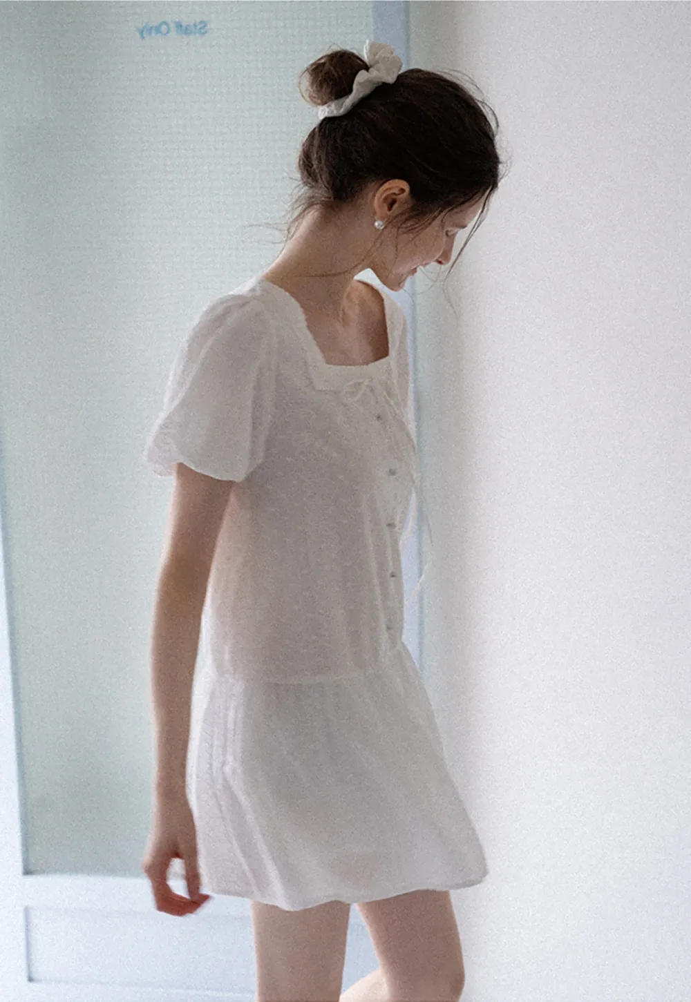 Square-Neck Lace Babydoll Dress