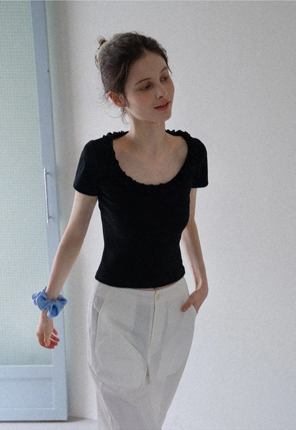 Women's Ruffle-Trim Scoopneck Tee