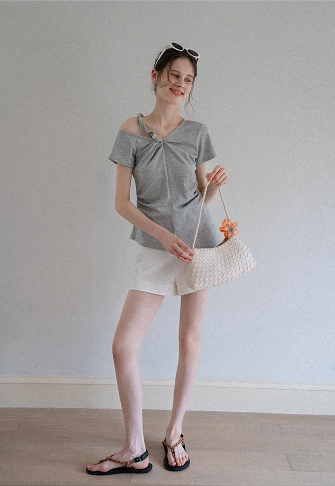 Women's Knotted Side Top with Beads