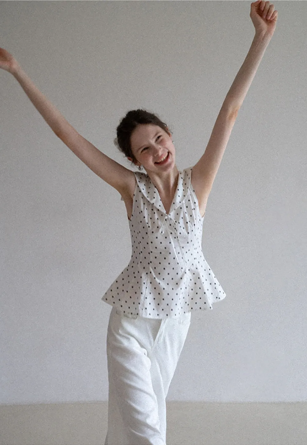 Women's Polka Dot Peplum Blouse