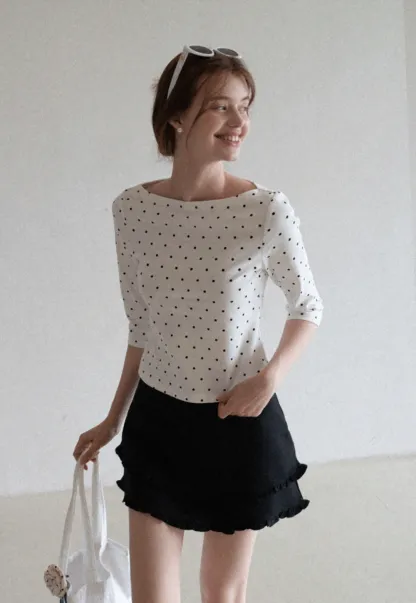 Women's Polka Dot 3/4 Sleeve Top