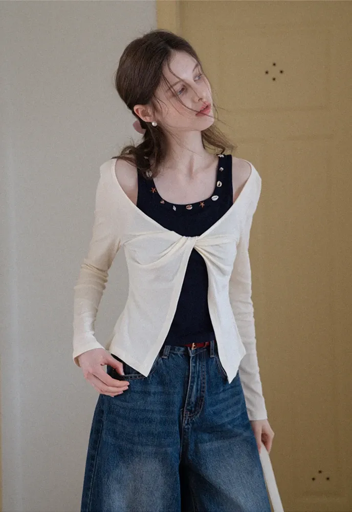 Shell‑Trim Twist Layered Top