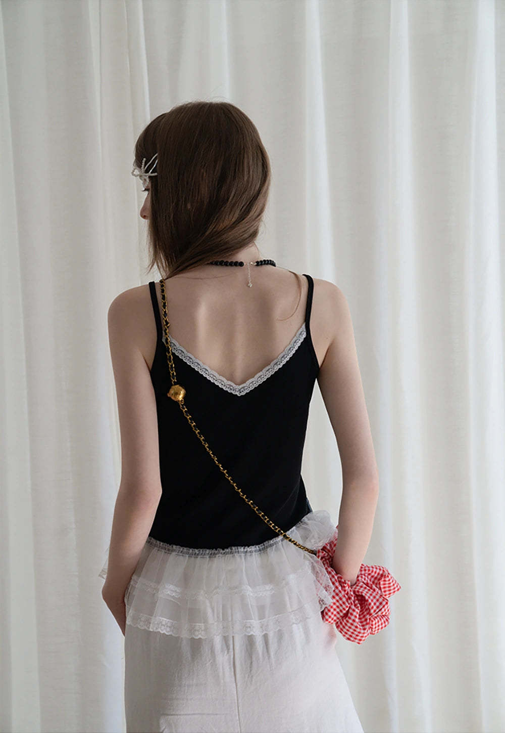 Lace Trim Layered Hem Cami Top