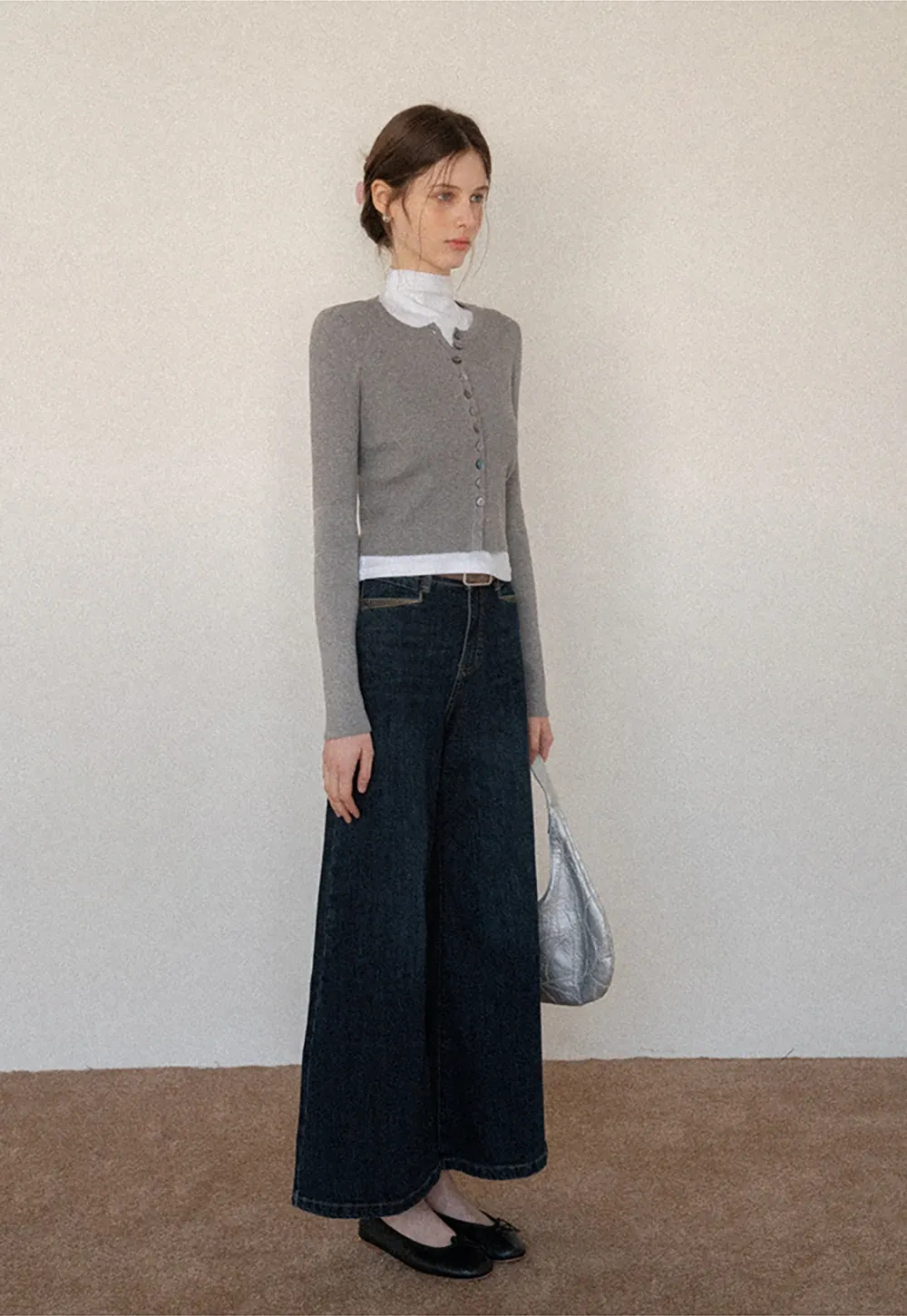 Women's Ribbed Cropped Cardigan