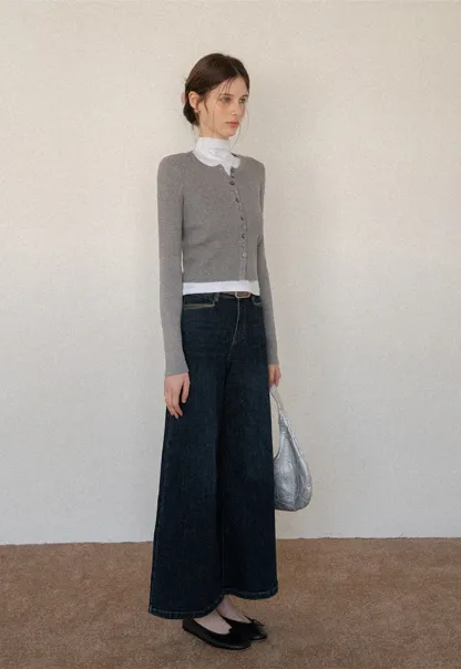 Women's Ribbed Cropped Cardigan