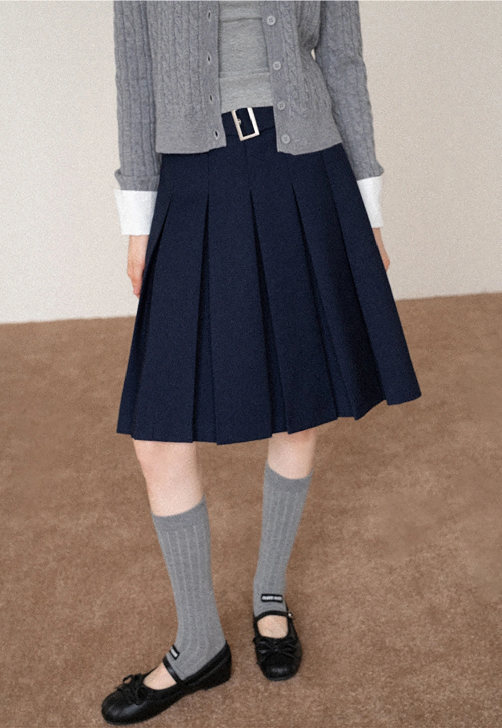 Women's Belted Pleated Mini Skirt