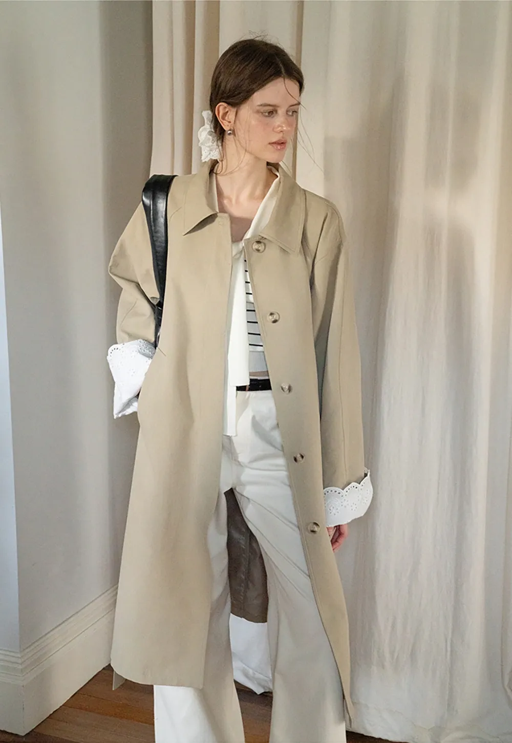 Womens Casual Striped Bow Knot Sweater