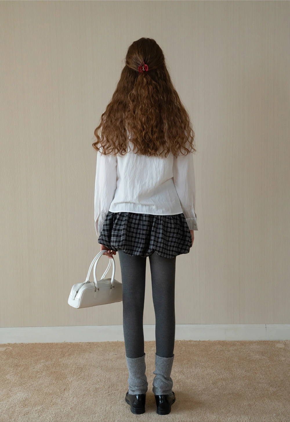 Womens Gingham Bow Tie Blouse Long Sleeve Shirt