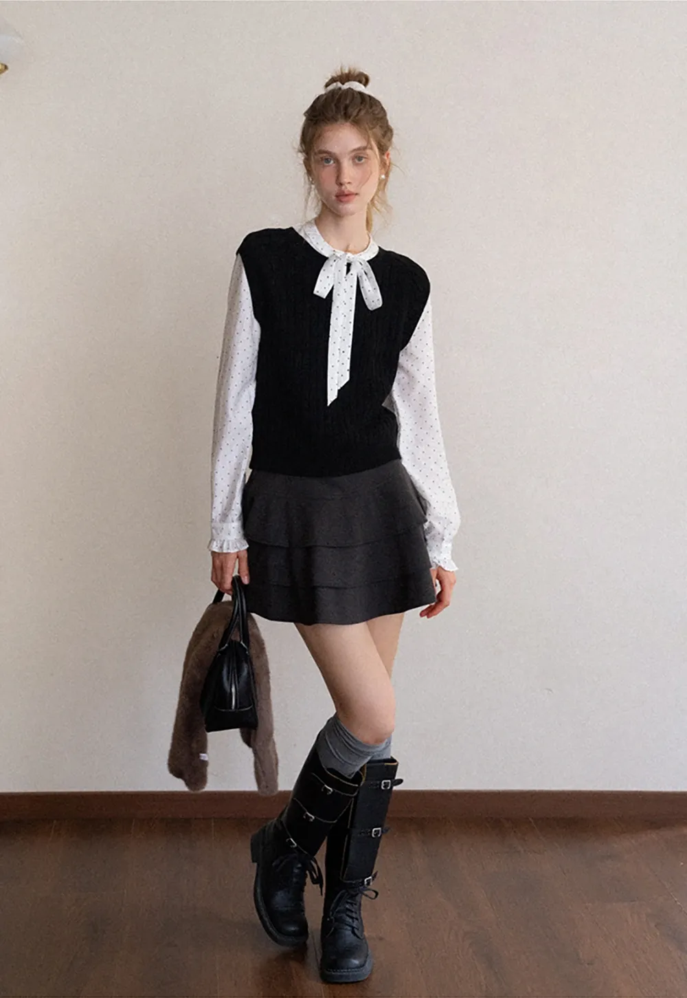 Womens Solid Color Ribbed Sweater Vest