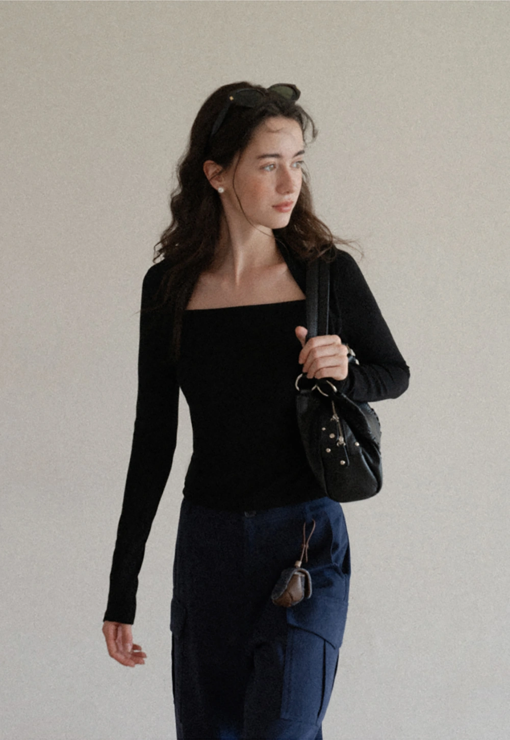 Square Neck Long Sleeve Slim Fit Top