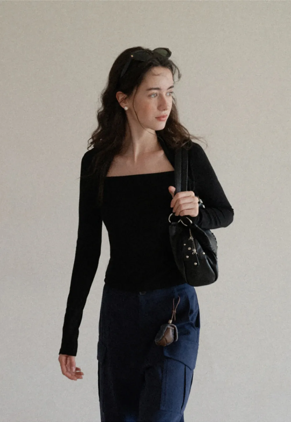 Square Neck Long Sleeve Slim Fit Top