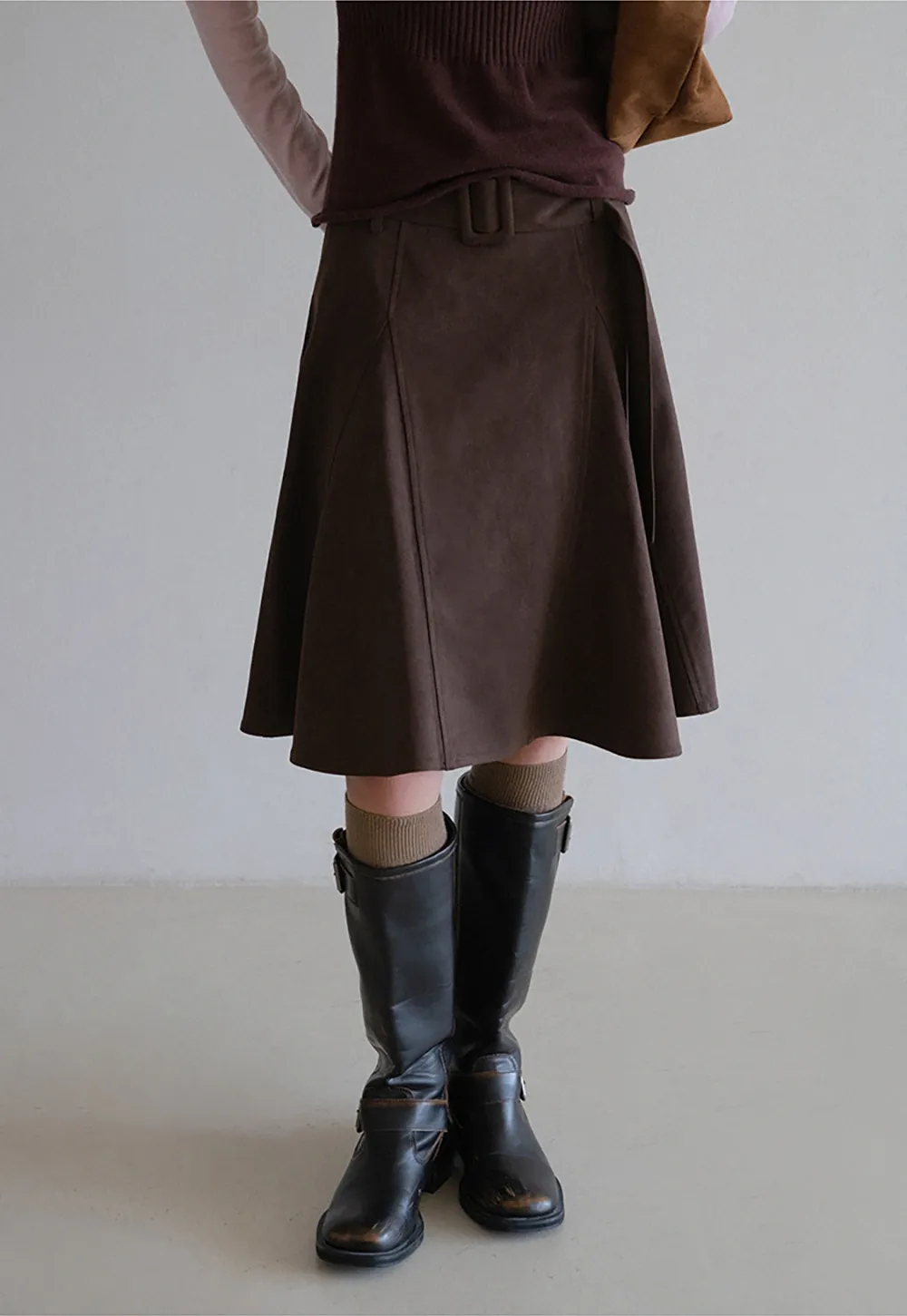 Womens Vintage Suede A-Line Skirt