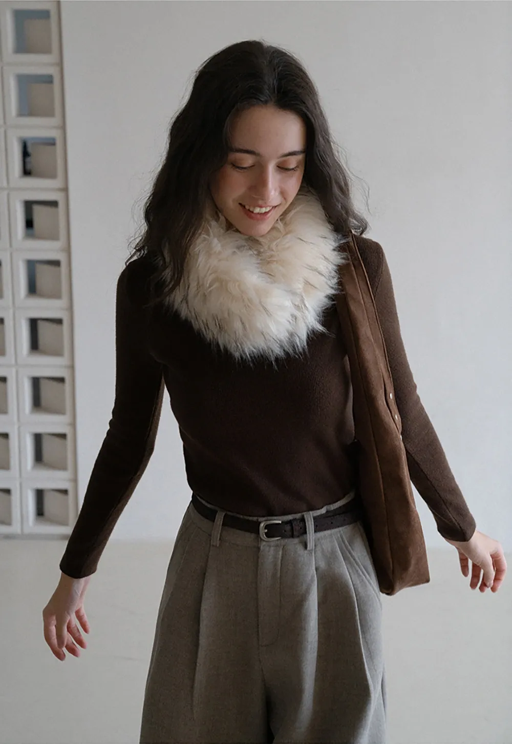 Cozy Maillard Vibes Fur Collar Scarf