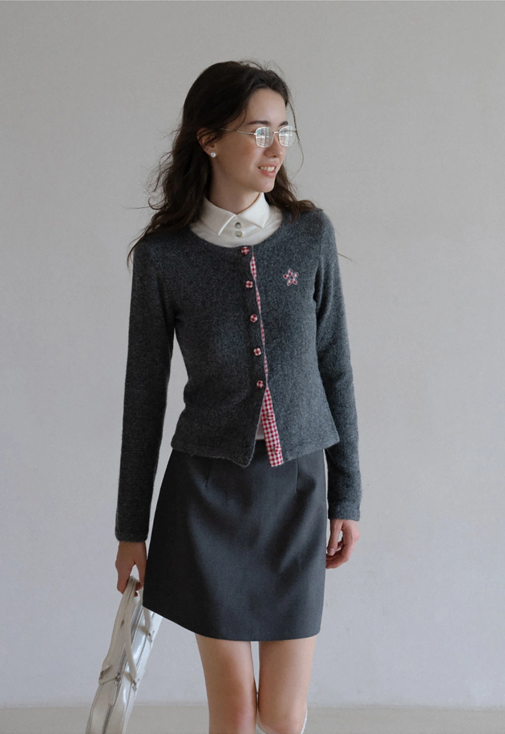 Cozy Knit Button Down Cardigan with Floral Detail