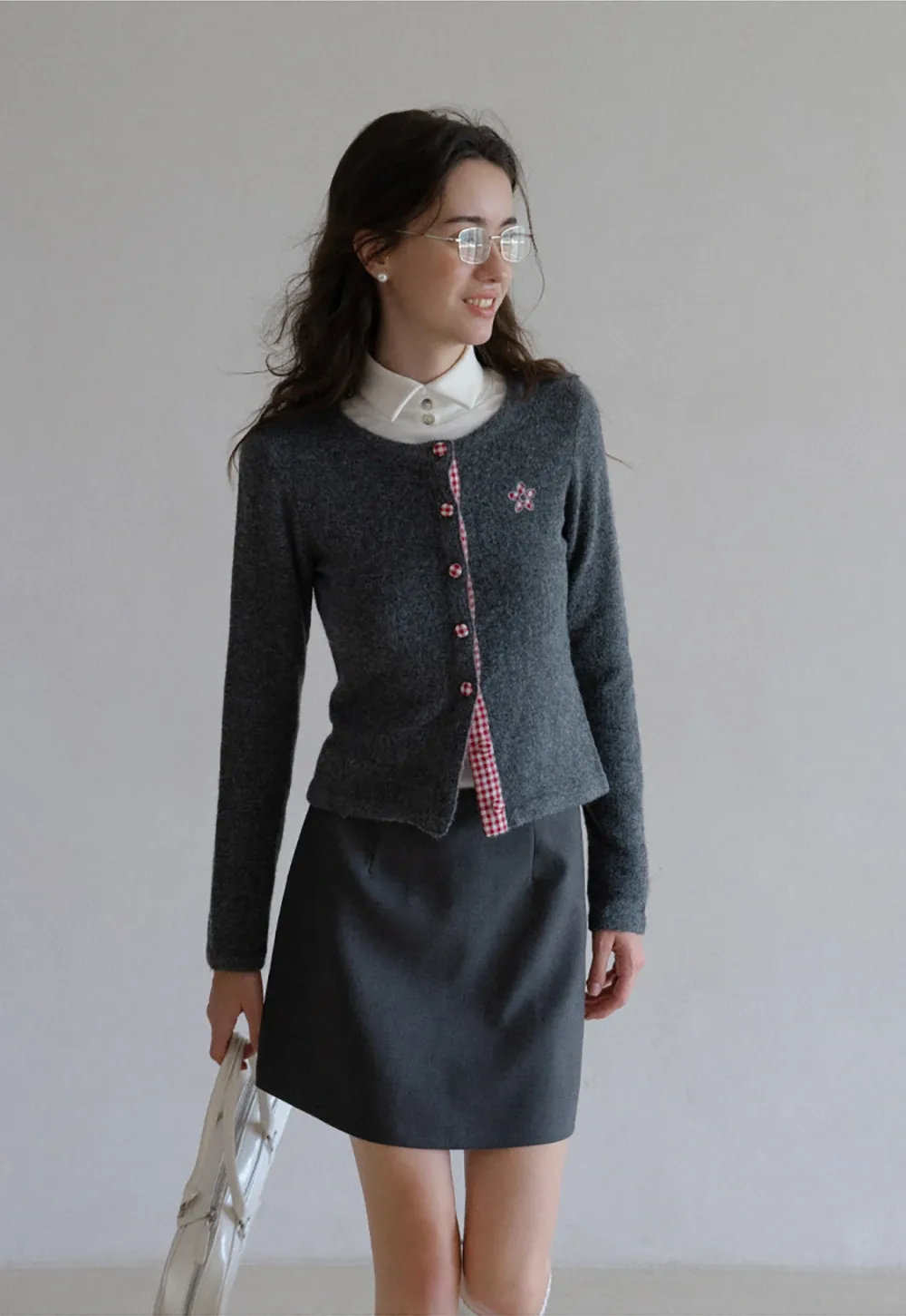 Cozy Knit Button Down Cardigan with Floral Detail