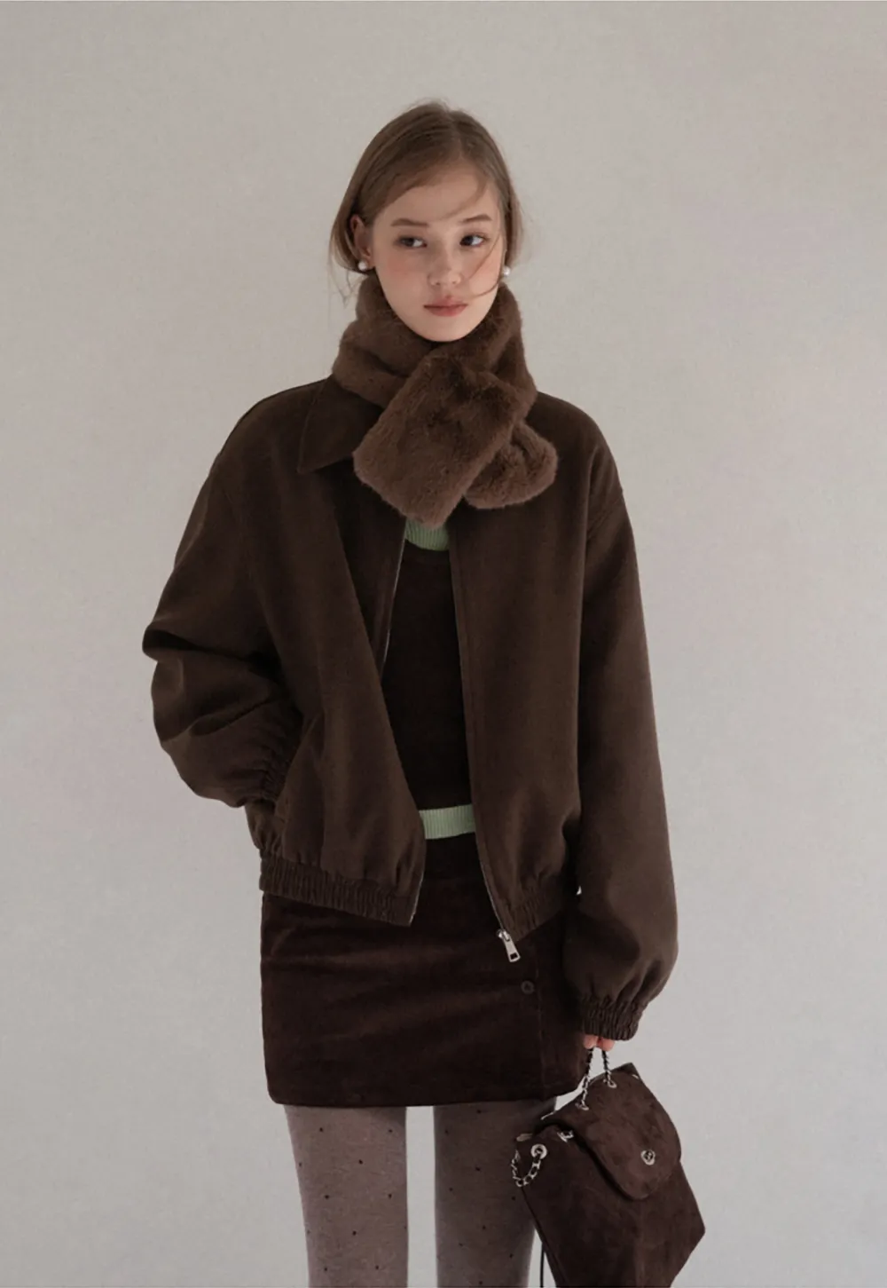 Corduroy Button Front Mini Skirt