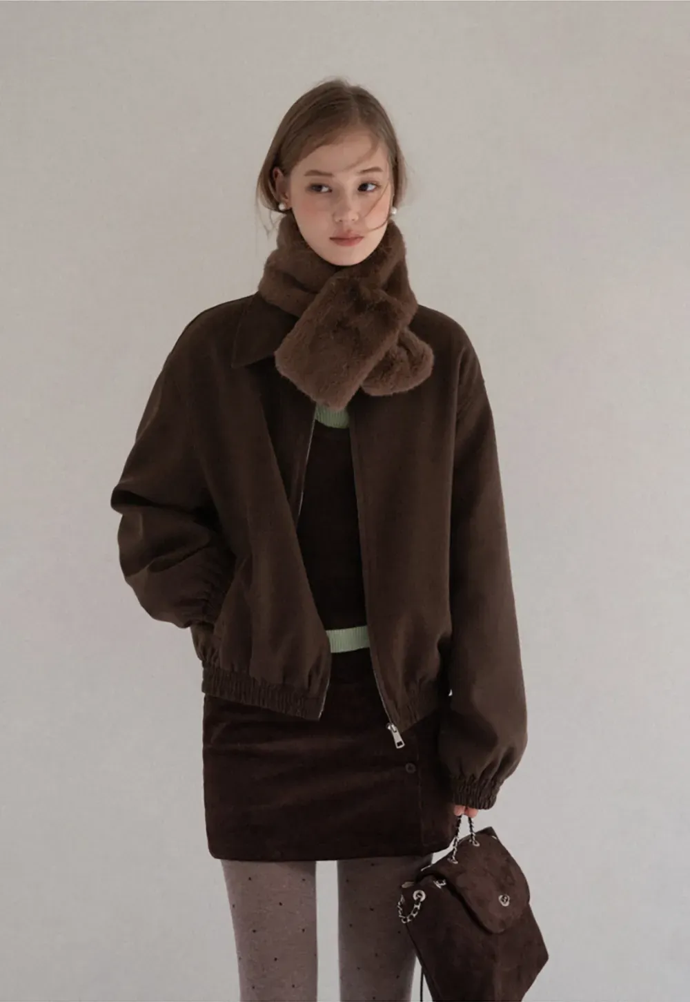 Corduroy Button Front Mini Skirt