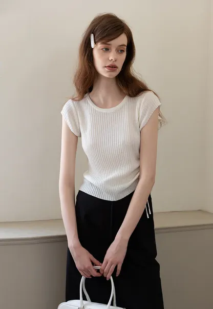 Women's Ribbed Tie-Side Top