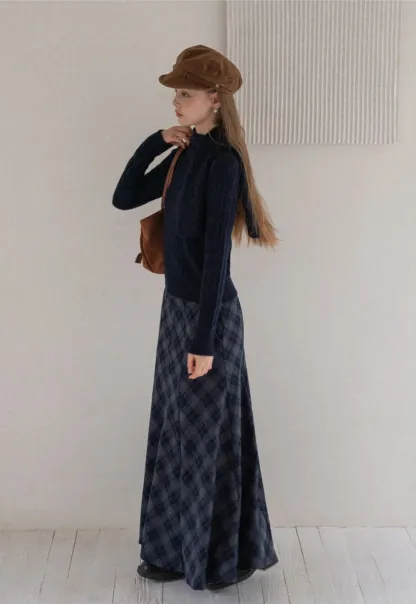 Women Cable Knit Sweater with Scarf Tie Long Sleeve