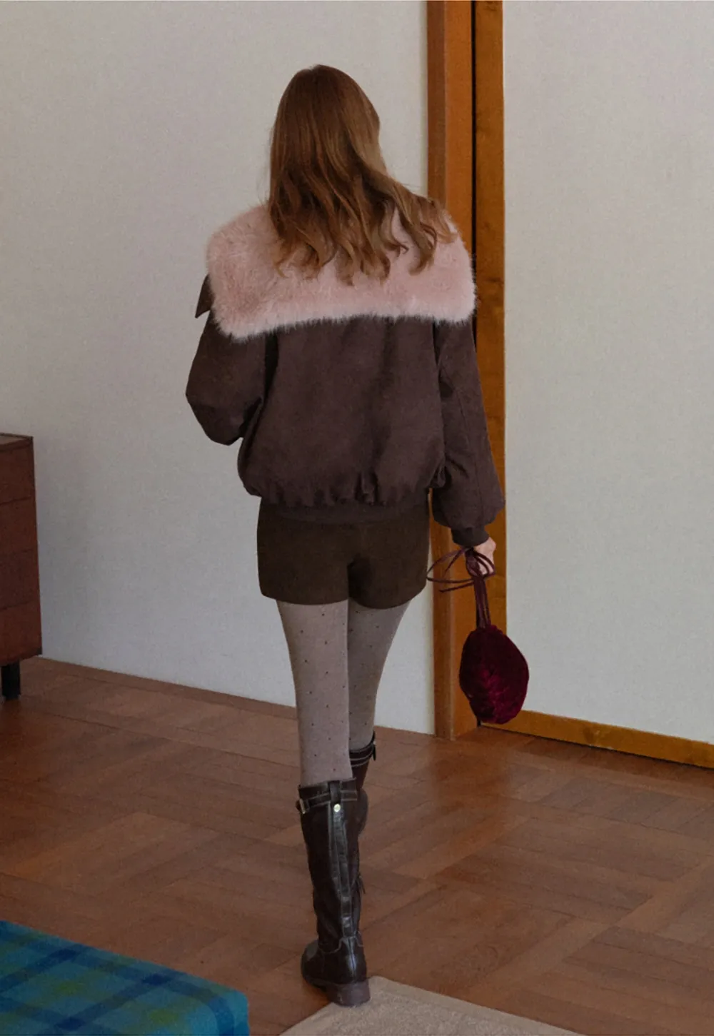 Women Faux Suede A-line Mini Skirt High Waist