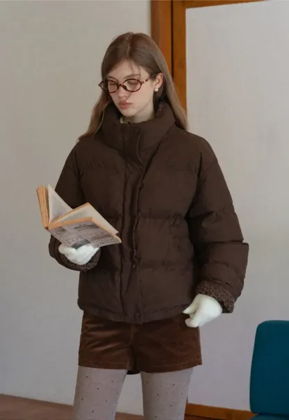 Short Puffer Jacket with High Neck