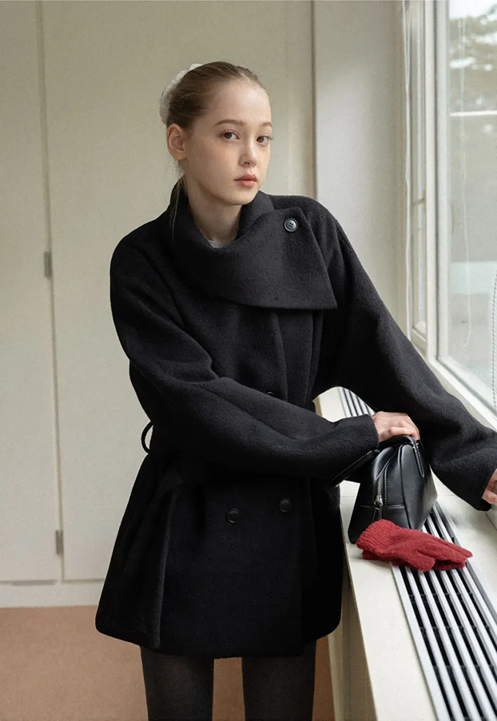 Belted Double Breasted Wool Coat