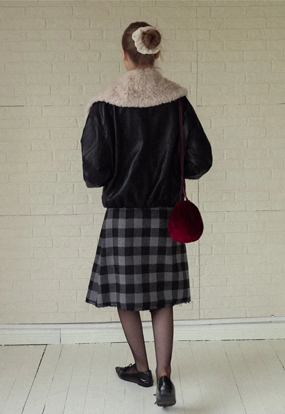 Faux Leather Jacket with Faux Fur Collar