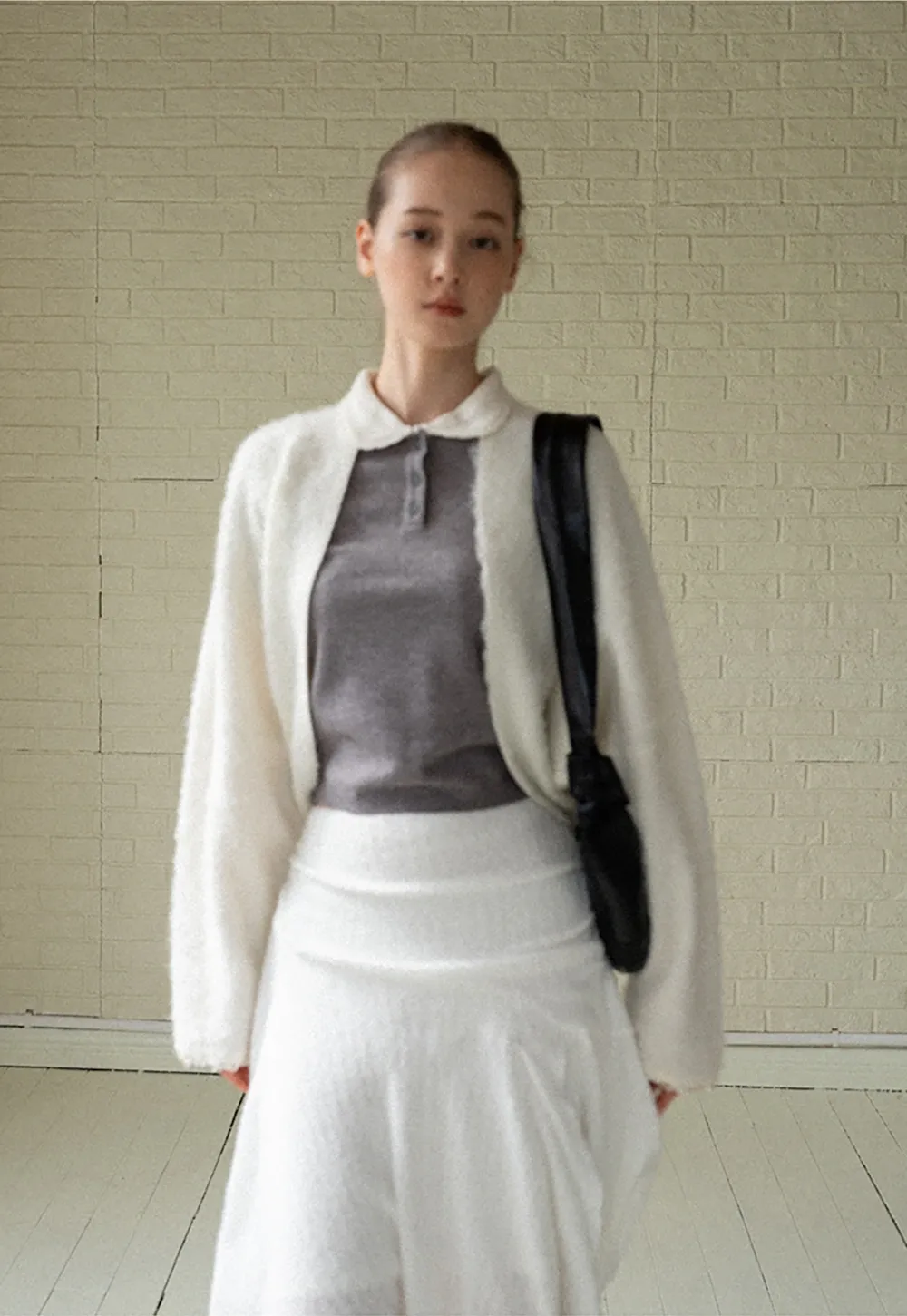 Women Knit Cardigan and Collar Button-Down Top